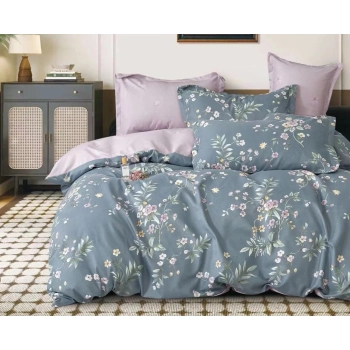 Pościel Flanelowa 200x220 fioletowe kwiaty FL649